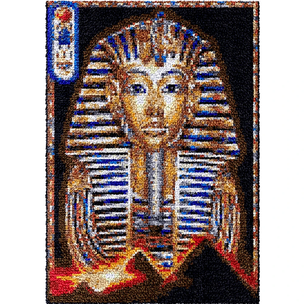 

Large Latch hook rug kits with Preprinted Canvas Pattern Pharaoh gods Carpet embroidery set do it yourself Handmade Tapestry