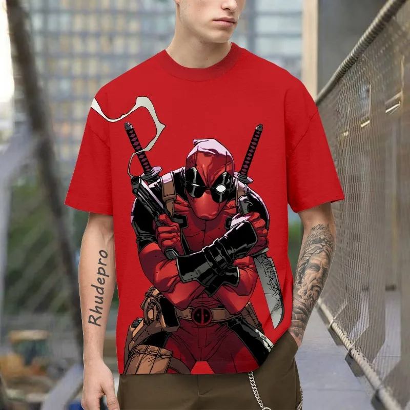 

MOTO-Новая мужская футболка с изображением Мстителей Marvel, модная футболка с 3D принтом Дэдпула, повседневная модная мужская футболка большого размера с коротким рукавом