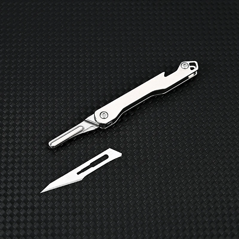 Mini Stainless Steel Scalpel Folding Scalpel EDC Quick Open Emergency Medical Knife Keychain Unpacking Pocket Knife Box Cutter