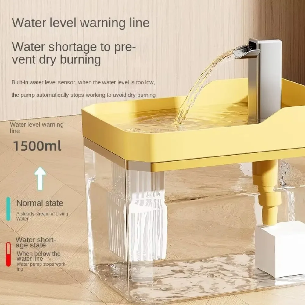 Transparent Cat Water Fountain Auto Filter Anti-Dry Burning with Pump Cat Water Dispenser Pet Supplies Recirculate Filtering