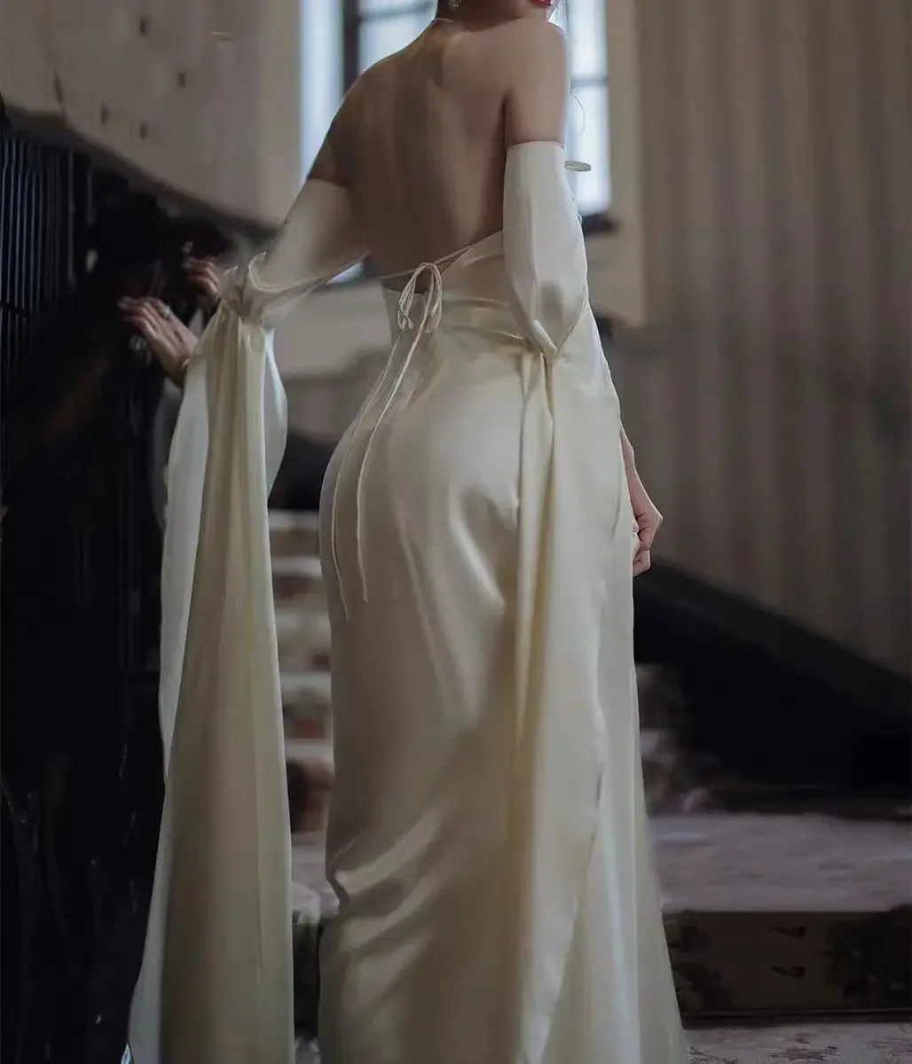 自由奔放に生きるビーチステインミディドレスパーティー女性イブニングデザイン長袖スリムエレガントなボディコンドレスワンピースドレス韓国ファッション