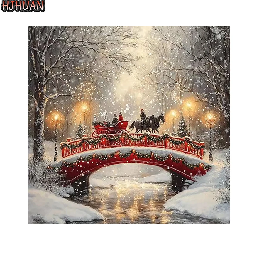 Diy Diamond Painting Winter chariot Full Round Square Drill Mosaic Cross Stitch Wall Art Pictures Home Decoration Birthday Gift