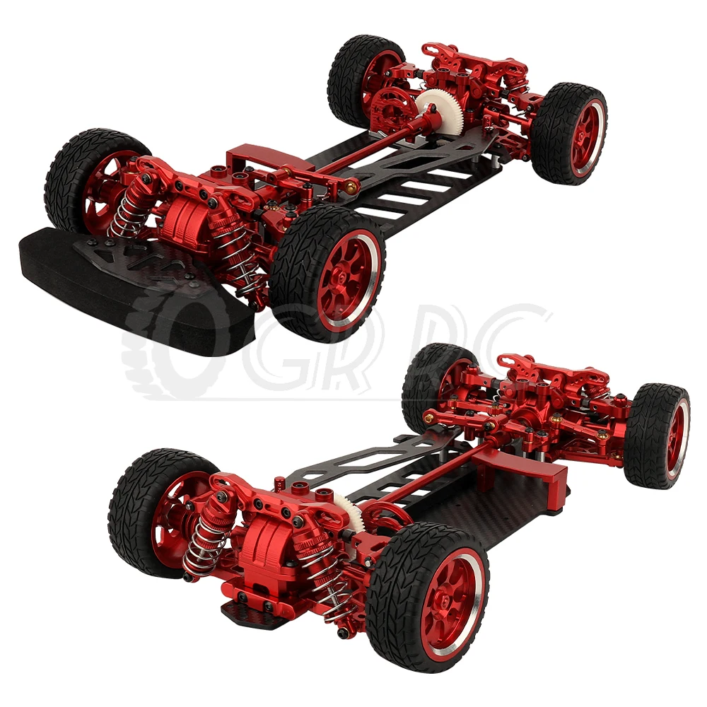 Metal Alloy & Carbon Fiber Frame Chassis with Shock Absorbers Wheels Belt Drive For Tamiya TT02 TT-02 1/10 RC Car Upgraded Parts