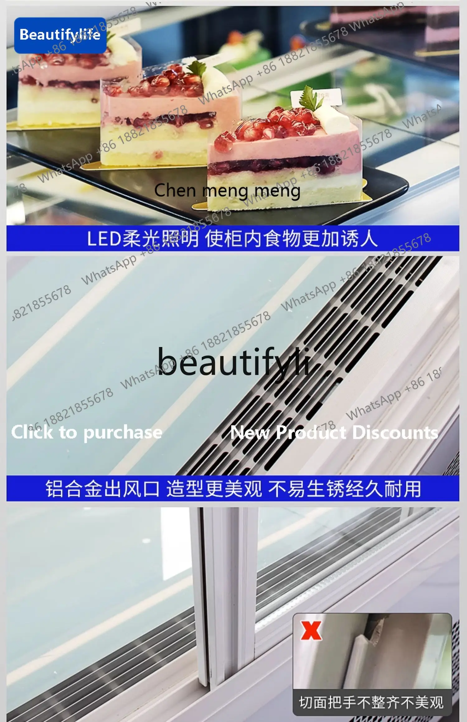 

Z189 a56 Right Angle Infinity Cake, Refrigerated Display Cabinet Commercial Air Cooling, Fruit Milk Tea Fresh Freezer