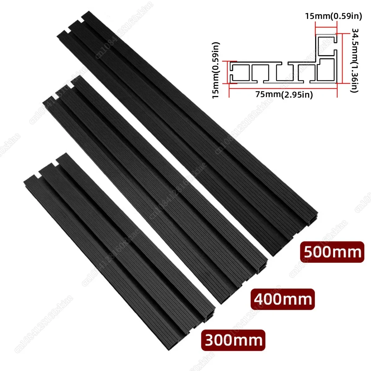 300-500mm-アルミプロファイルフェンス-75型-ブラック-マイタートラック-tトラック-diyツール-スライドブラケット-tスロット-木工テーブルソー用