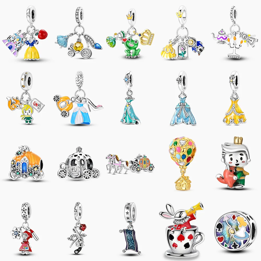 

Hot Sale Princess Prince Frog Pumpkin carriage Beads 925 Sterling Silver Dangle Charms Fit Original Bracelet Jewelry DIY Gift