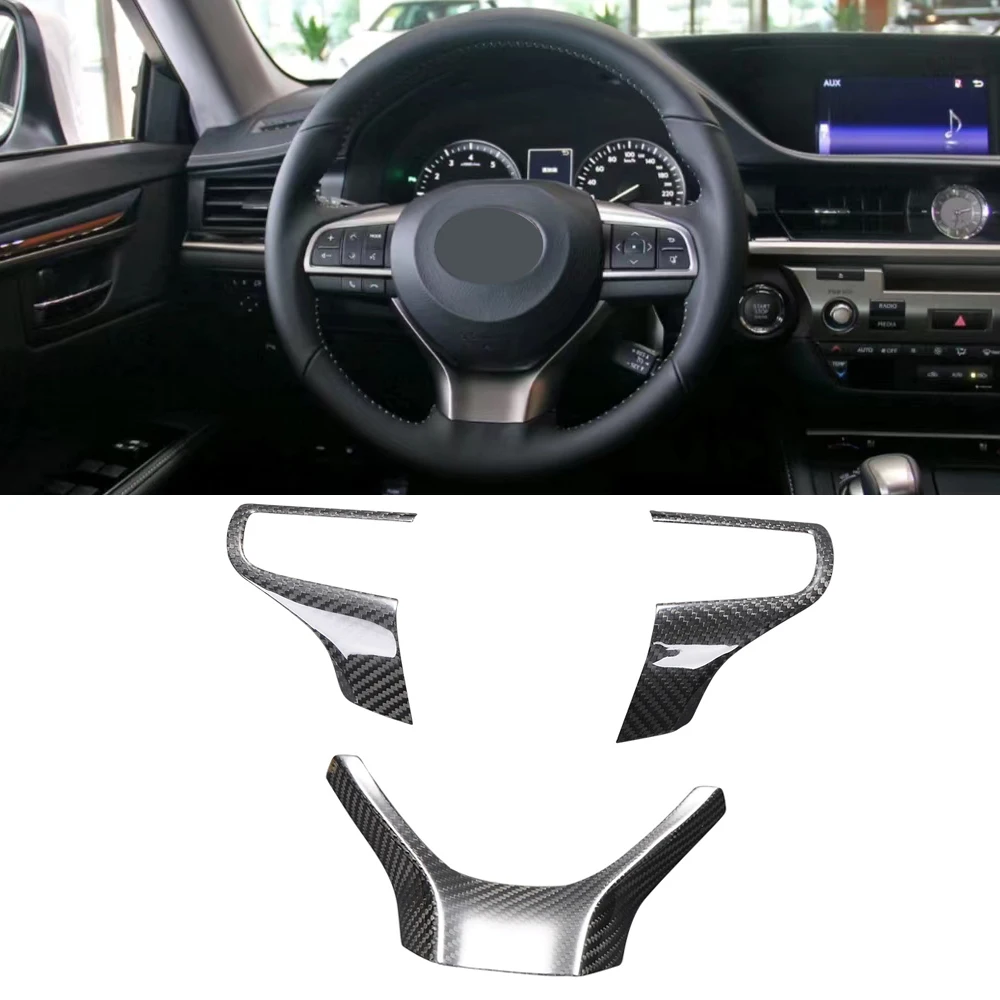 100% Real Carbon Fiber Steering Wheel Cover Trim 3pcs For Lexus LX RX ES GS IS 2015up