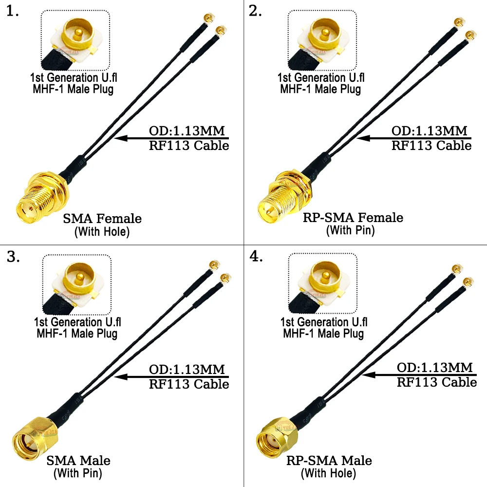 

5 ~ 60 см SMA Тип 1–2 SMA гнездовой разъем для двойной вилки U.F.L MHF1 RF1.13 Коаксиальный кабель 4G WIFI Удлинитель антенны Перемычка Косичка