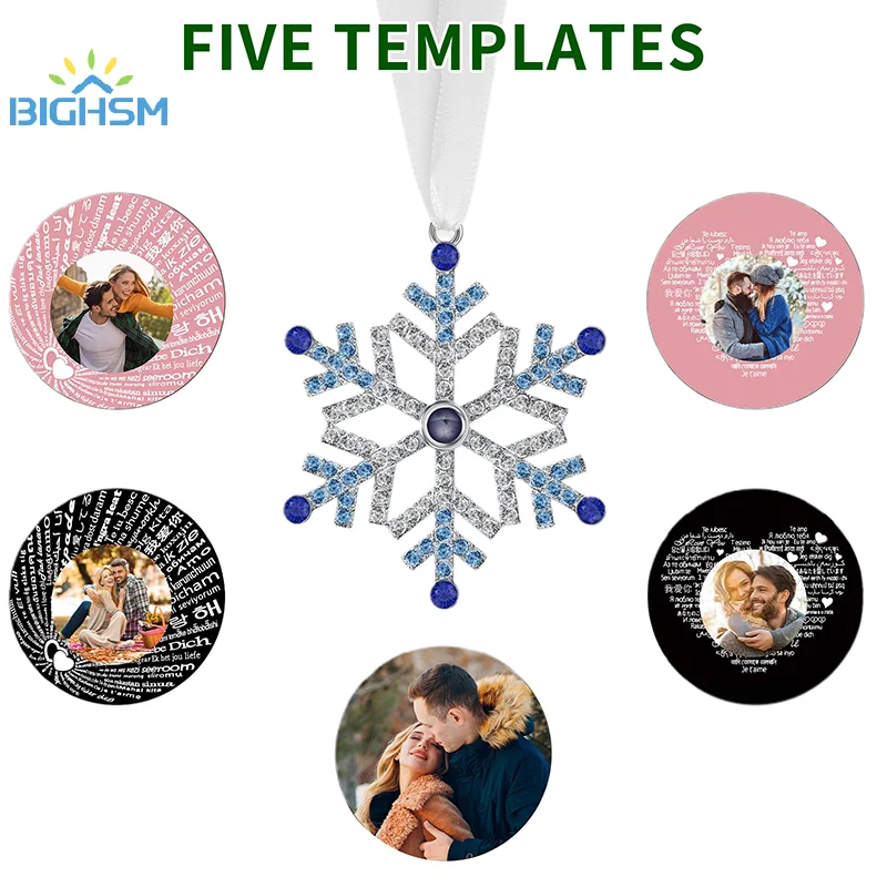 Christmas Picture Ornaments For Christmas Tree Snowflake Photo Hanging Decoration Home Ornament With Pictures (Not customisable)