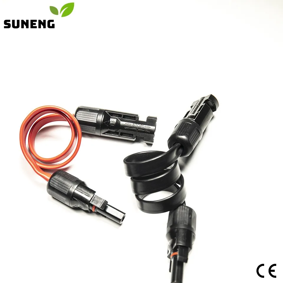 Shipping Free Flexible Flat Extension Cable 40cm 4mm2 6mm2 Red/Black Coaxial Solar Cable with 1000V Connector Pass Window  Door