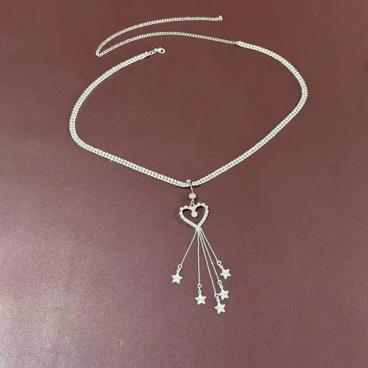 الأزياء الأوروبية والأمريكية شرابة القلب السرة حلقة الخصر سلسلة مثير الجوف خارج الخوخ القلب حجر الراين ثقب الجسم سلسلة #6