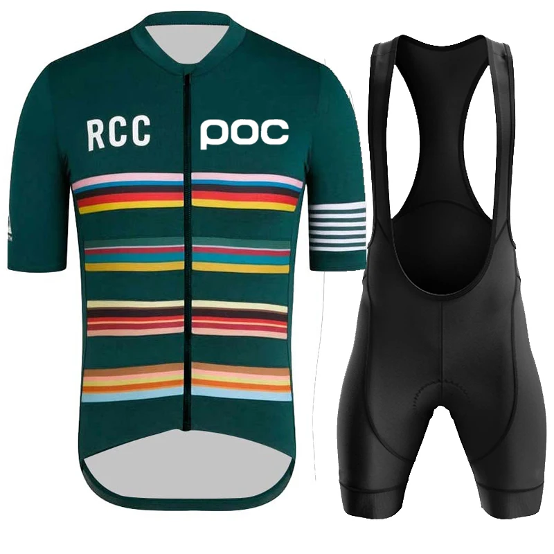 RCC POC 2025 New Summer Men's Cycling Set Road Bicycle Breathable Short Sleeve Bib Shorts Bicycle Moisture Wicking Sweatshirt