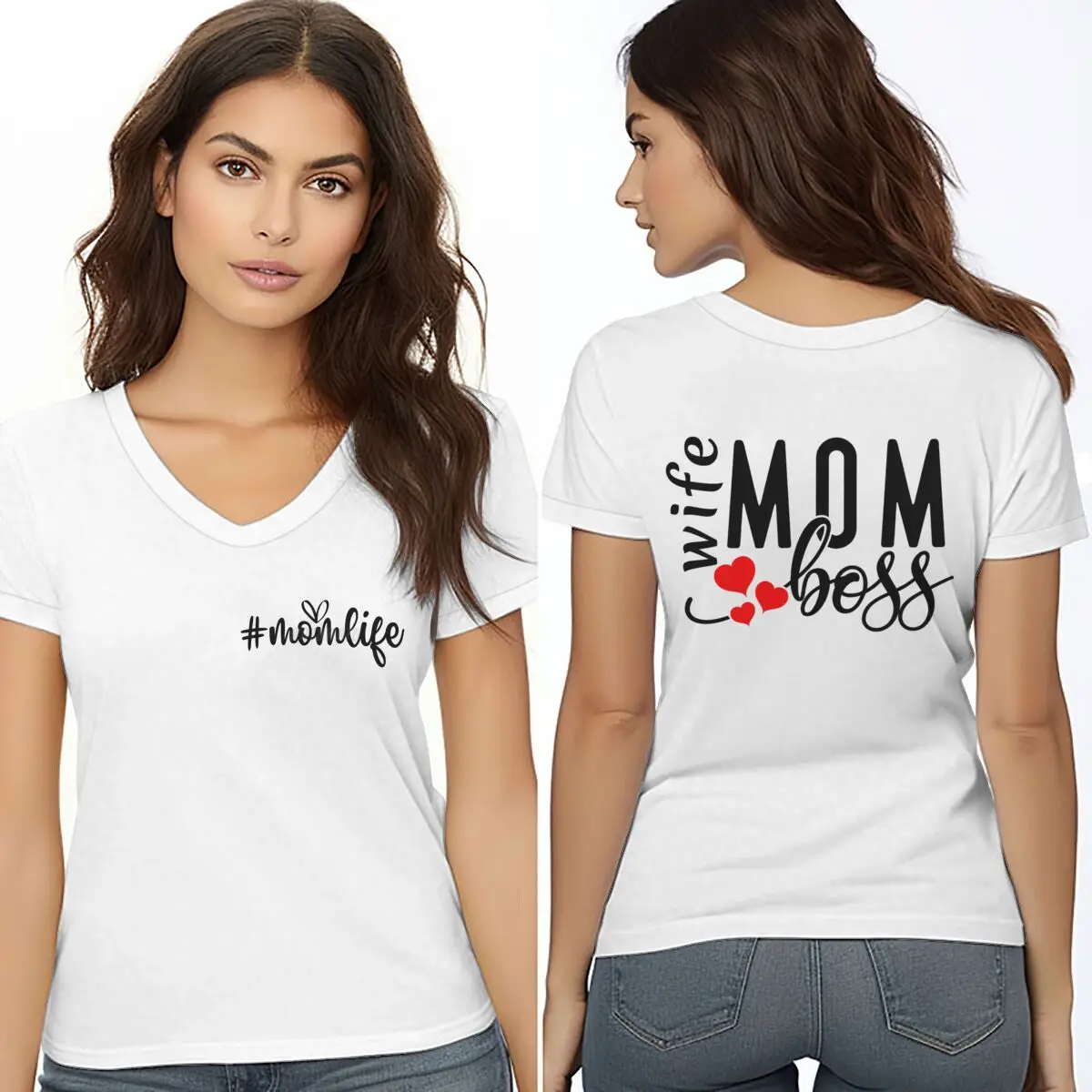 Женские футболки с графическим принтом Mom Wife Boss, футболки с коротким рукавом Momlife, топы с V-образным вырезом Mom Life, забавные футболки ко Дню матери