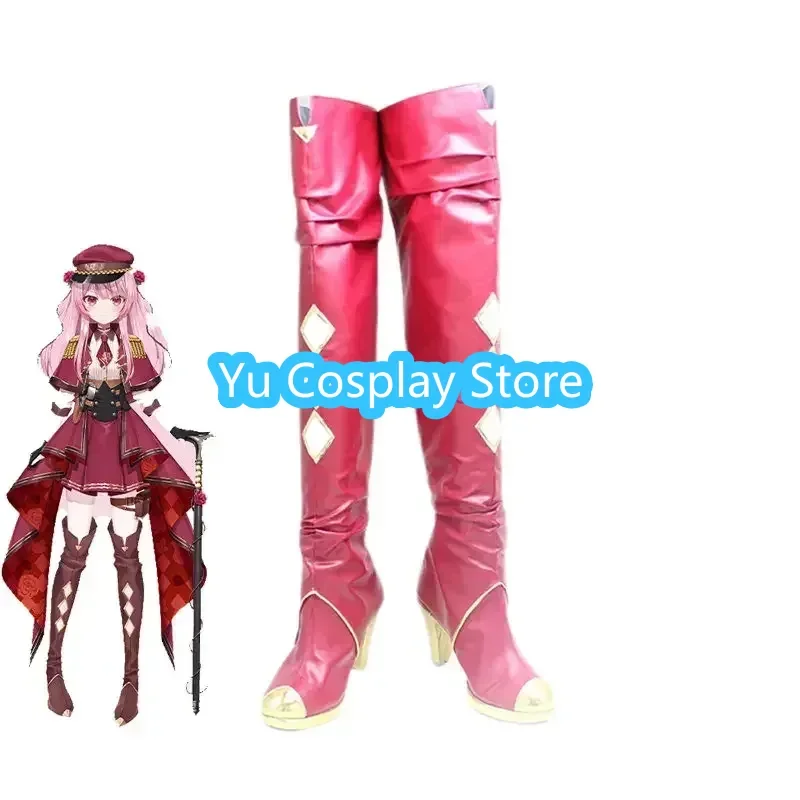 Rosemi Lovelock Cosplay Boots Youtuber Vtuber Cosplay Shoes  Halloween Carnival Prop High Heel Red PU Leather Shoes Custom Made