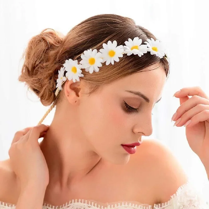 1pc Fashion Flower Headband Sunflower Hair Wreath Festival Hair Band Bridal Headpiece Wedding Hair Accessories