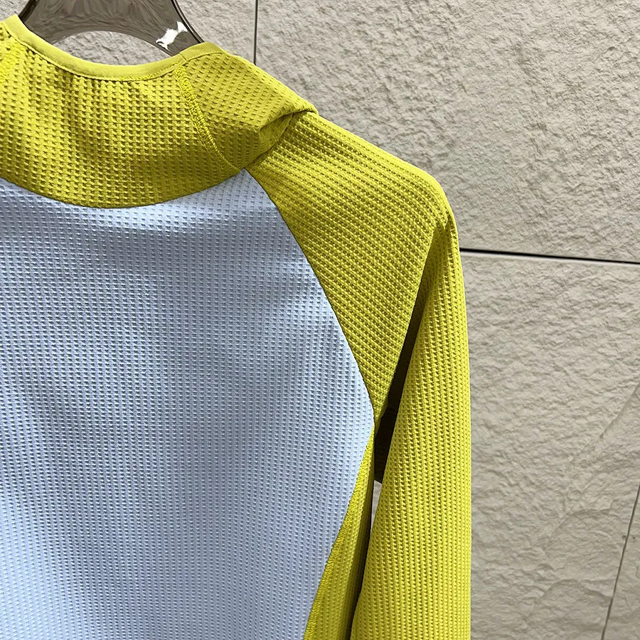 Unisex Mountain-Style Color-Block-Kapuzenpullover – Atmungsaktives Waffelstrick-Langarmshirt für Outdoor-Wanderungen & Radfahren – Detail 14