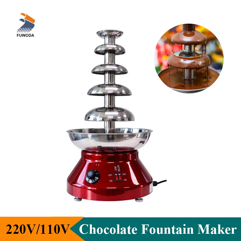 Commercial 110V 220V 5 Layers Chocolate Fountain Machine 30-110℃ Heating Degree Stainless Steel 3L Chocolate Fountain