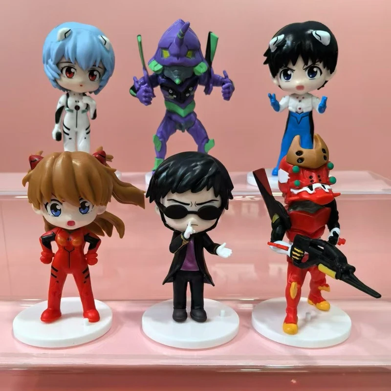 10cm 6 sztuk Anime NEON GENESIS EVANGELION figurka Asuka Rei dekoracja stołu Model ozdoba na wierzchurki zbieraj zabawki prezent