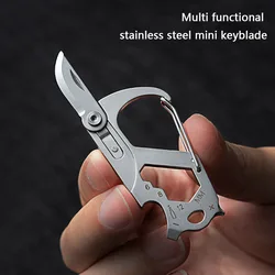 Multi Functional Keychain Folding Knife Stainless Steel Portable Buckle Outdoor Self-defense Keychain Mountain Climbing Buckle