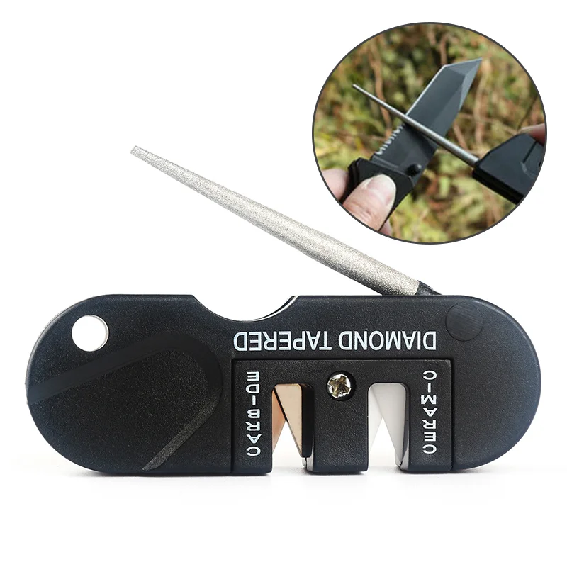 1Pcs Portable Tungsten Ceramic Carbide Knife Whetstone Sharpener Sharpen Fish Hook Pocket Diamond Tool Camp Hike Outdoor