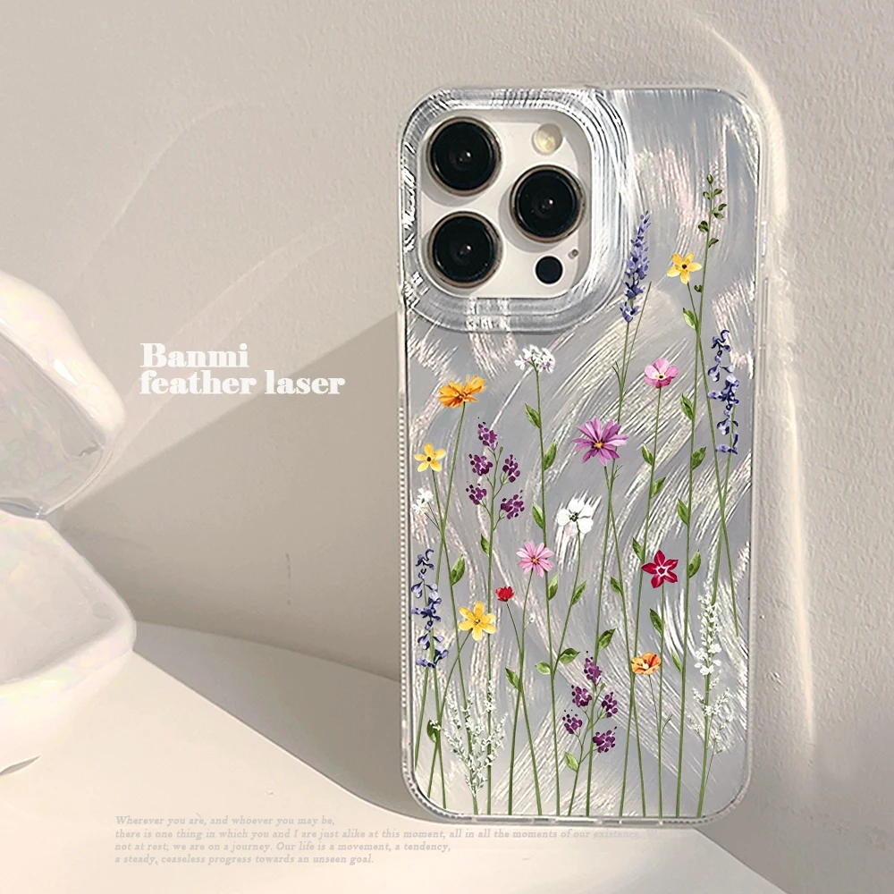 Phone Cases Wildflower - Clear Wildflower Feather Texture Hard Matte