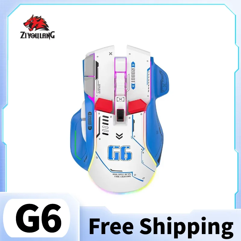 

Ziyoulang G6 Wireless Bluetooth Mouse, 4000DPI RGB One-click Return Desktop Rechargeable Gaming Mouse Gamers Accessories