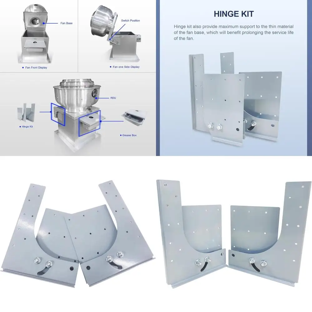 

Heavy-Duty Galvanized Steel Painted Gray Hinge Kit for Restaurant Hood Exhaust