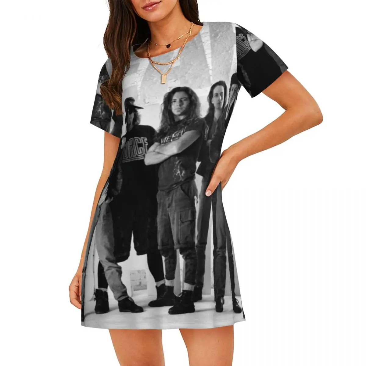 Pearls Jam Band 2024 World Tour Rock Concert Short Sleeves Nightdress For Sleeping Women Short Sleeve Nightgowns Pajama Dress