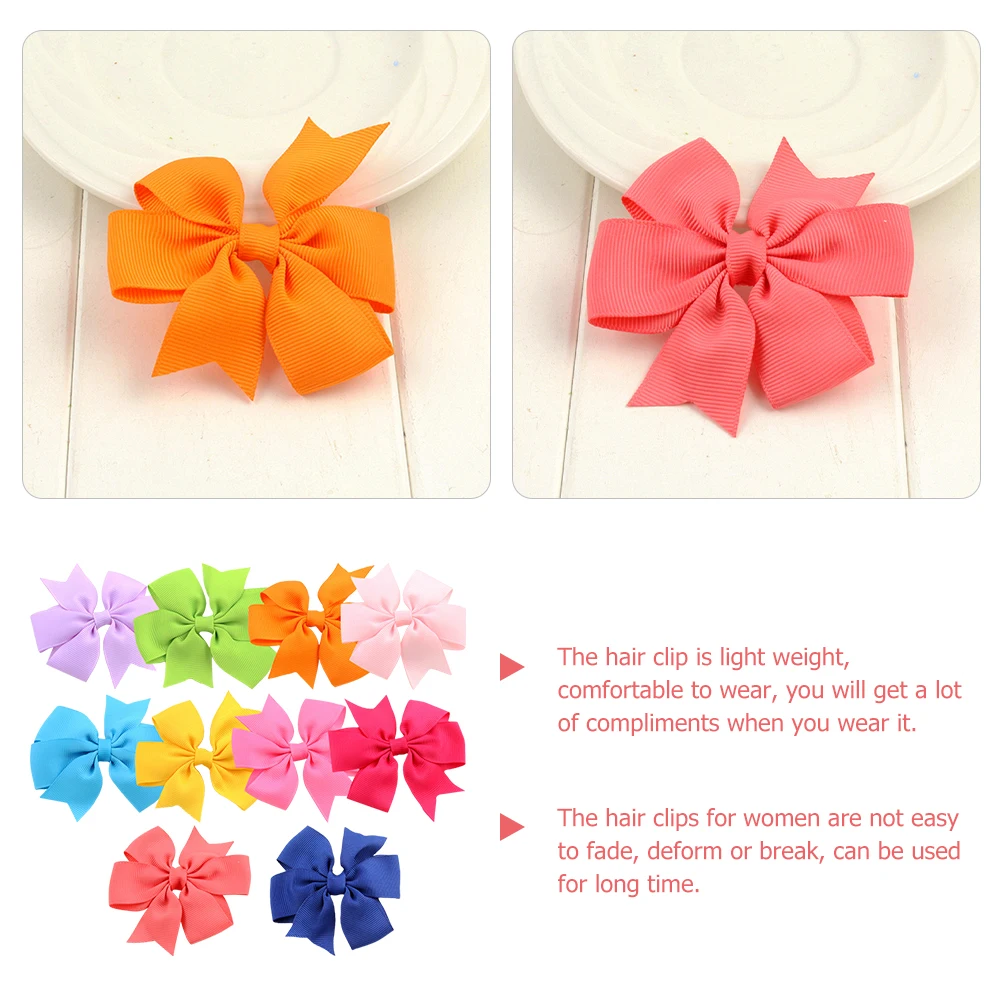 

10pcs 10 Colorful Clips for Baby Girls Women Handmade Kids Accessories Hair Hair Clips For Women Bow Bows Prom Graduation