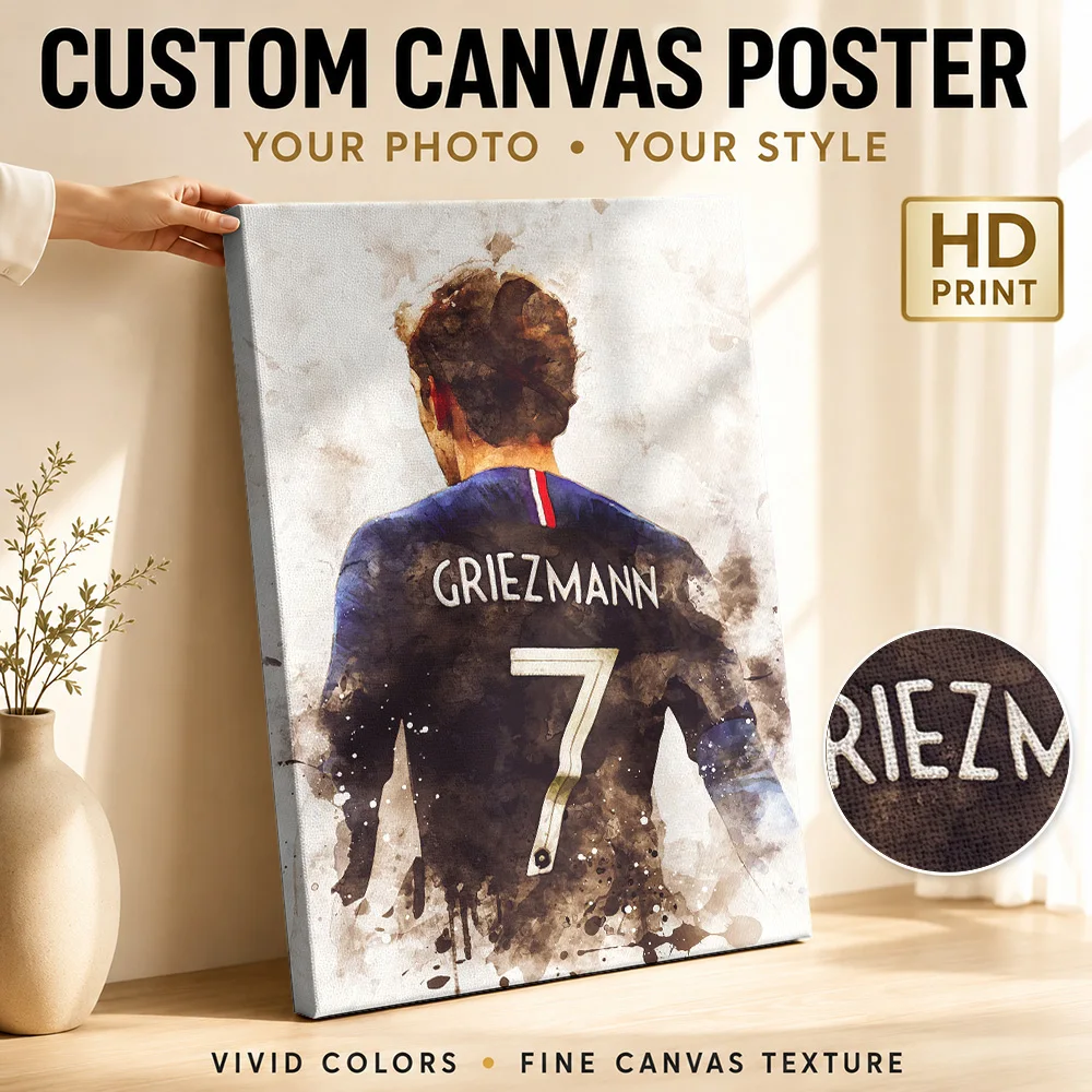 Antoine Griezmann France Canvas Poster Custom Photo Modern Aesthetic Canvas Wall Art for Bedroom Decor Ready to Hang Home Gift