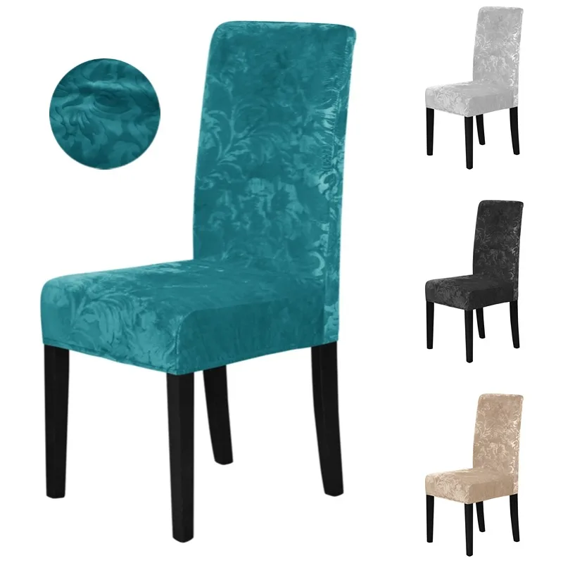 1Pc Jacquard Dining Chair Cover Stretch Solid Color Chair Seat Slipcover Dustproof Seat Cover for Banquet Restaurant Hotel
