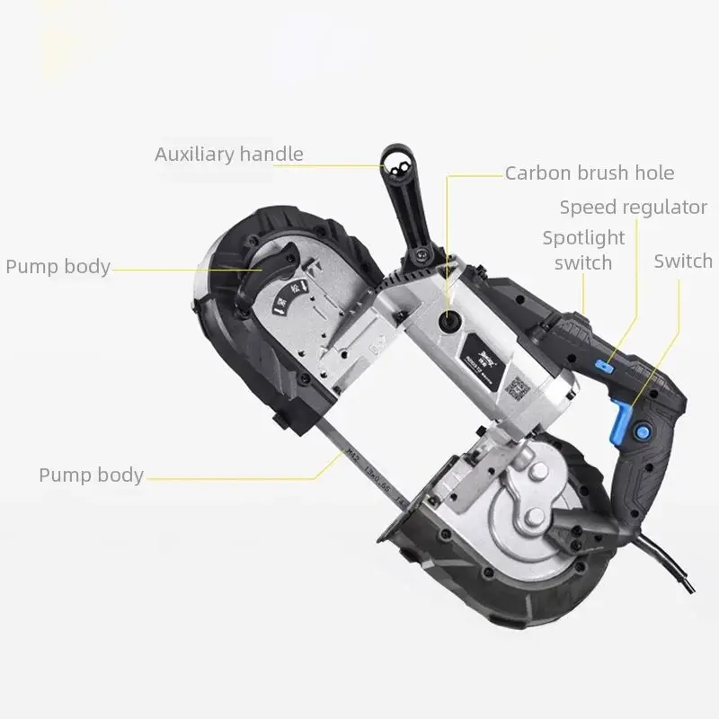 

R2103 Portable Band Saw - Variable Speed Metal Cutter with Compact Horizontal Design for On-Site Cutting