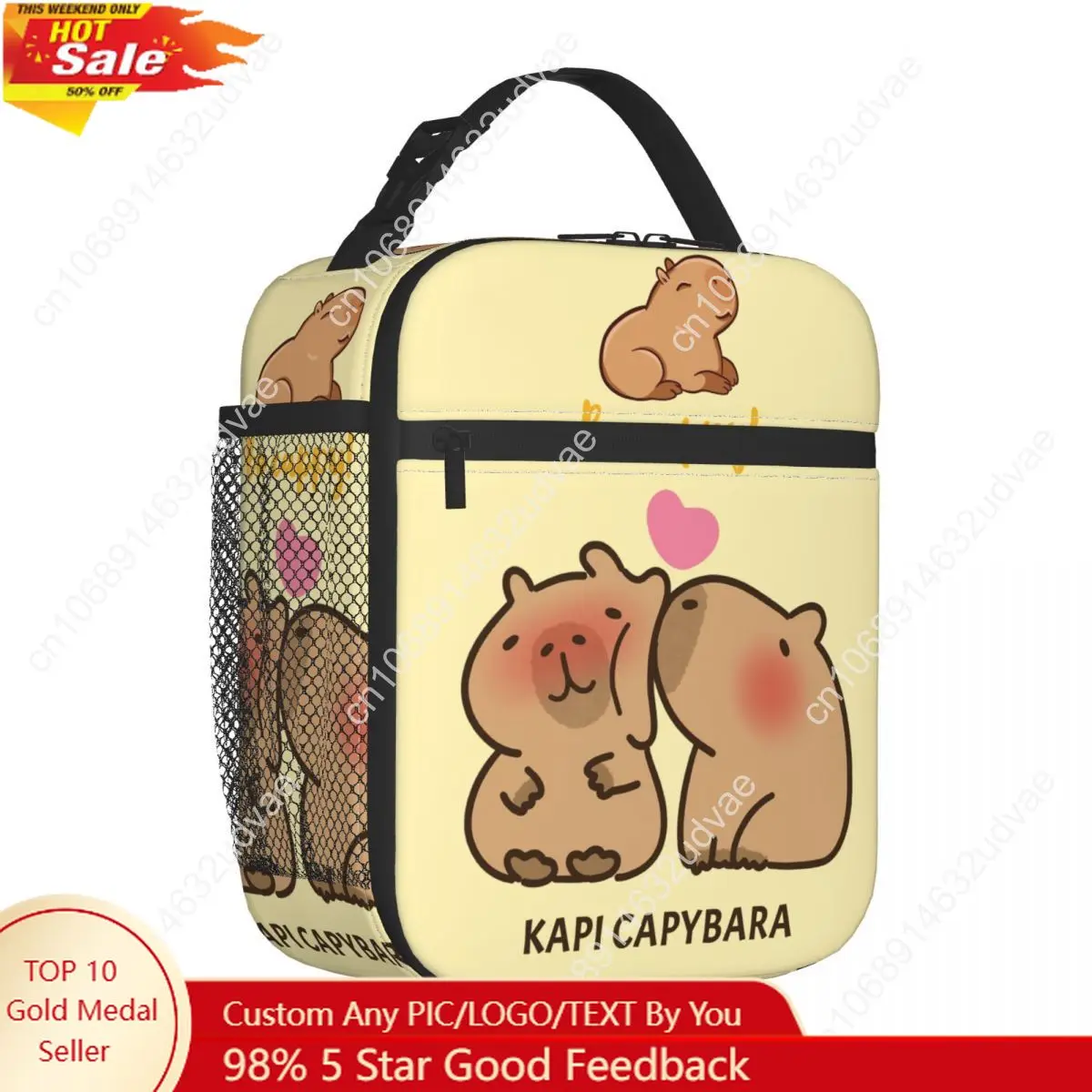 

Cute Happy Capybara Product Insulated Lunch Bag for Kids School Storage Food Box Portable Unique Design Cooler Thermal Bento Box