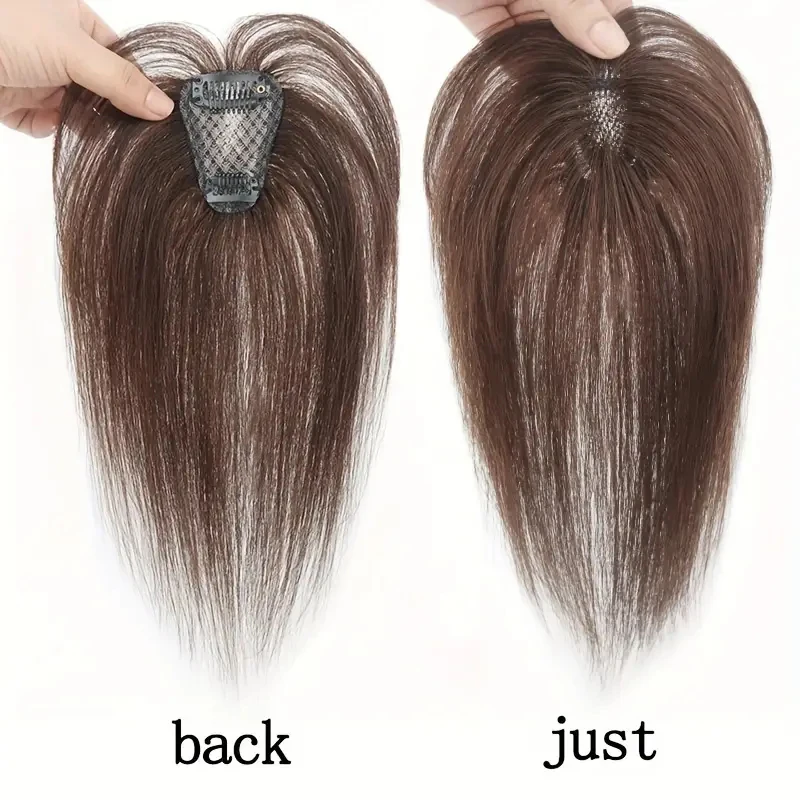 قطعة شعر نسائية مستقيمة ذات مظهر طبيعي، مشبك شعر بشري حقيقي في غرة، خافي عيوب البشرة، خفيف الوزن وجيد التهوية