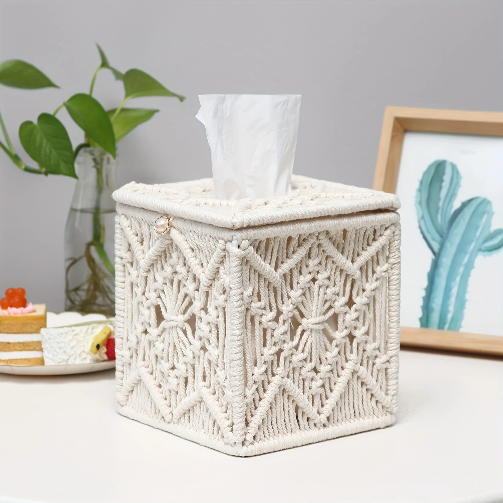 Square Tissue Box Cover | Versatile & Stylish Organizer for Living Spaces, Bathroom, Office