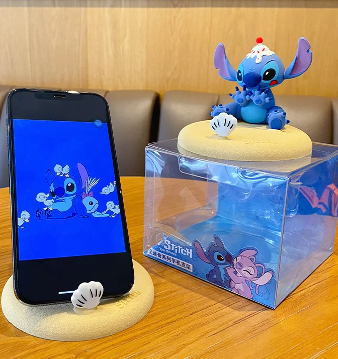 Disney Stitch Anime Figure Mobile Phone Holder PVC Decoration Creative Trend Car Decoration Home Desktop Decoration Gifts