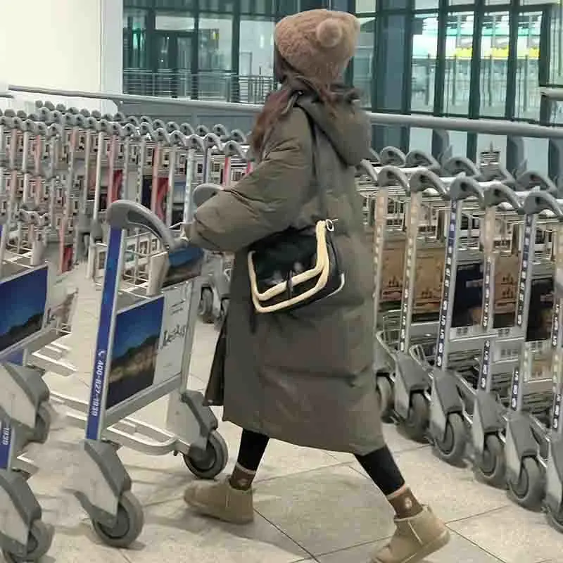 2025 Winter New Women's Oversized Down Cotton Jacket Commuter Long Warm Cotton Jacket