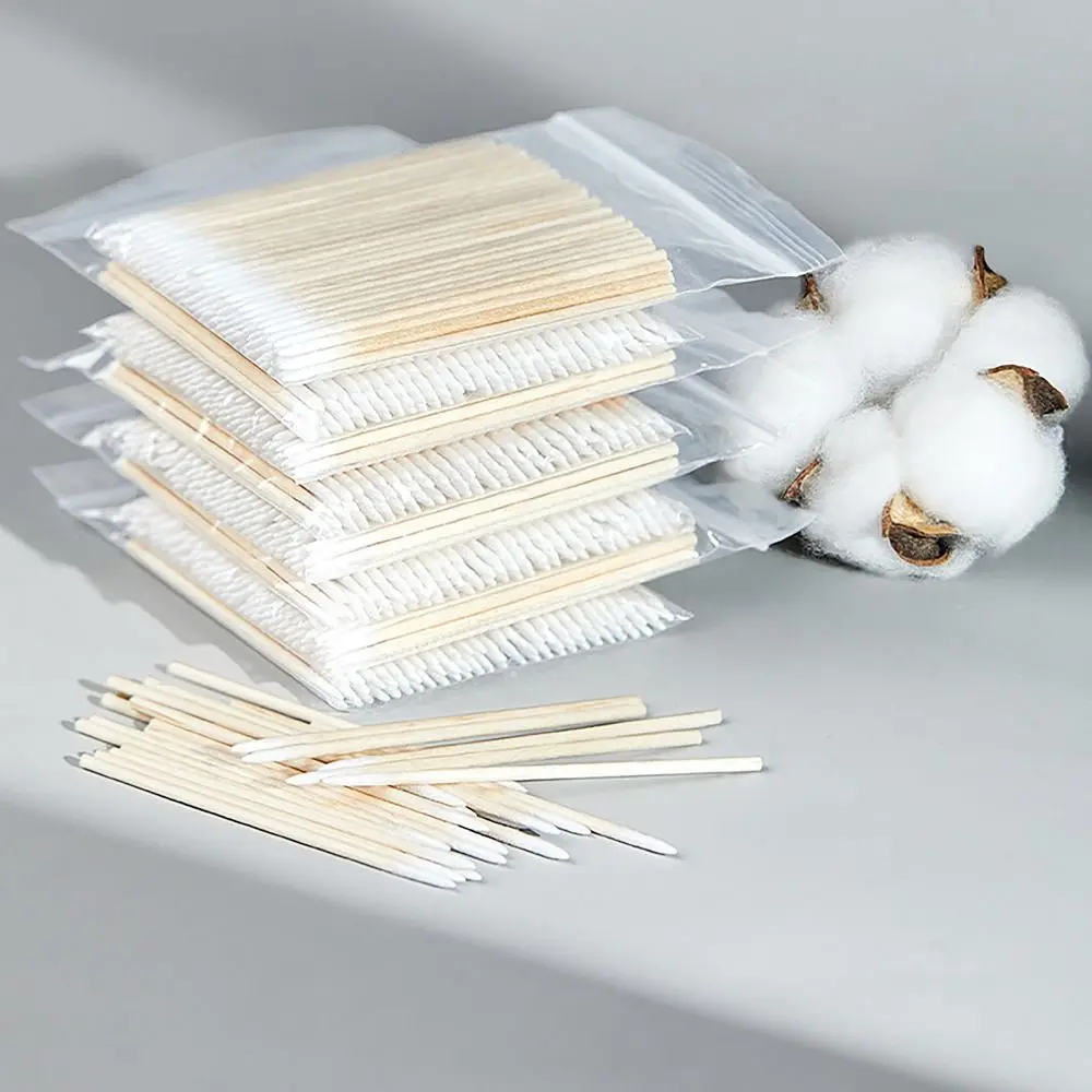 100pcs/bag Cosmetic Tattoo Tools Disposable Cotton Swab Lint Free Makeup Accessories Cotton Sticks Ultra-small Tip Micro Brushes