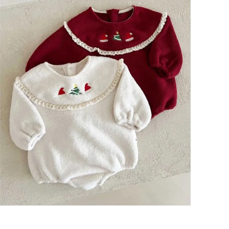 pasgeboren baby jongen meisje xmas fleece romper lange mouw baby peuter kind jumpsuit lente herfst winter casual babykleertjes 0-2y