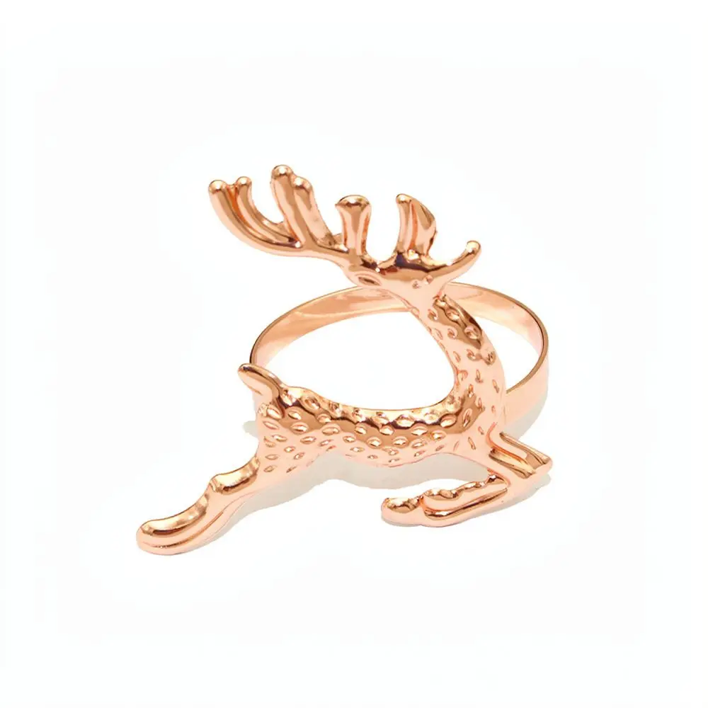 Luxury Gold Christmas Elk Napkin Ring Metal Reindeer Table Decor For Festive Holiday Dinner Party Setting