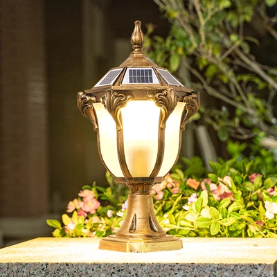 

Garden stigma lamp Outdoor solar pillar lamp Wall courtyard on both sides of the gate Villa power-in door pillar lamp