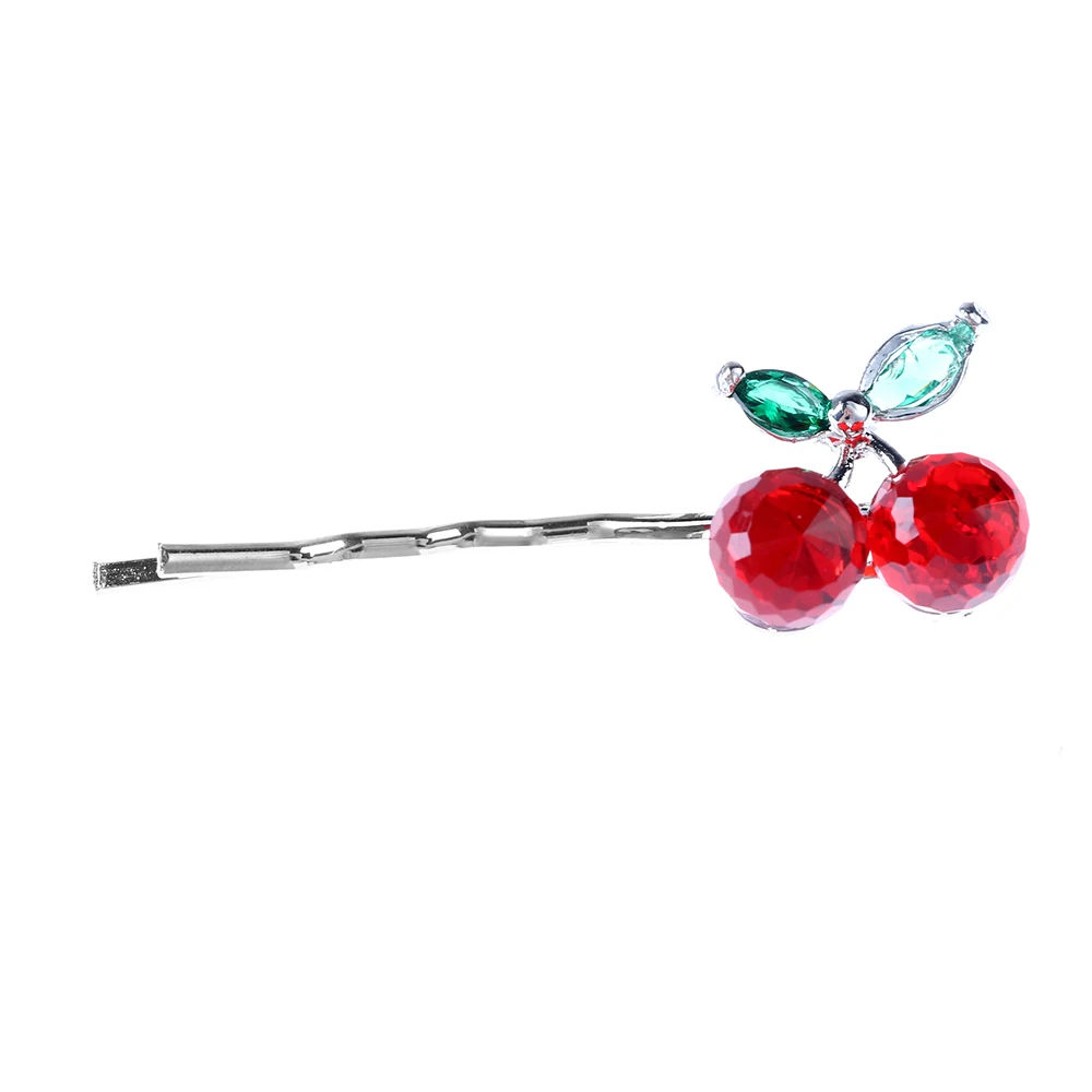 Elegant Crystal Cherry Hair Clips Barrettes Women Fashion Exquisite Gold Bee Hairpin Side Clip Sweet Headwear Hair Accessories