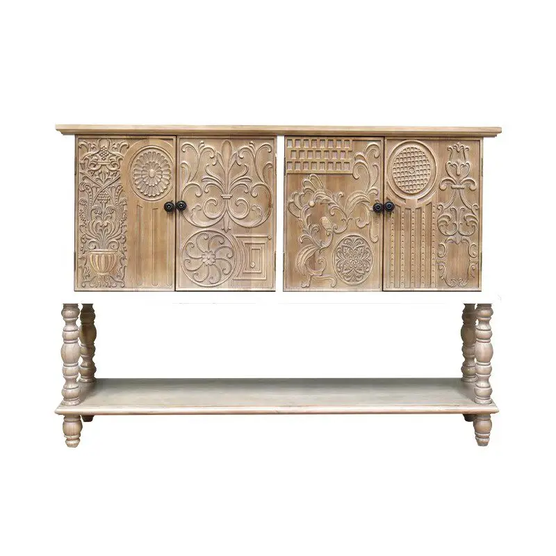 entry light luxury style solid wood entrance foyer partition foyer cabinet European light luxury French door cabinet