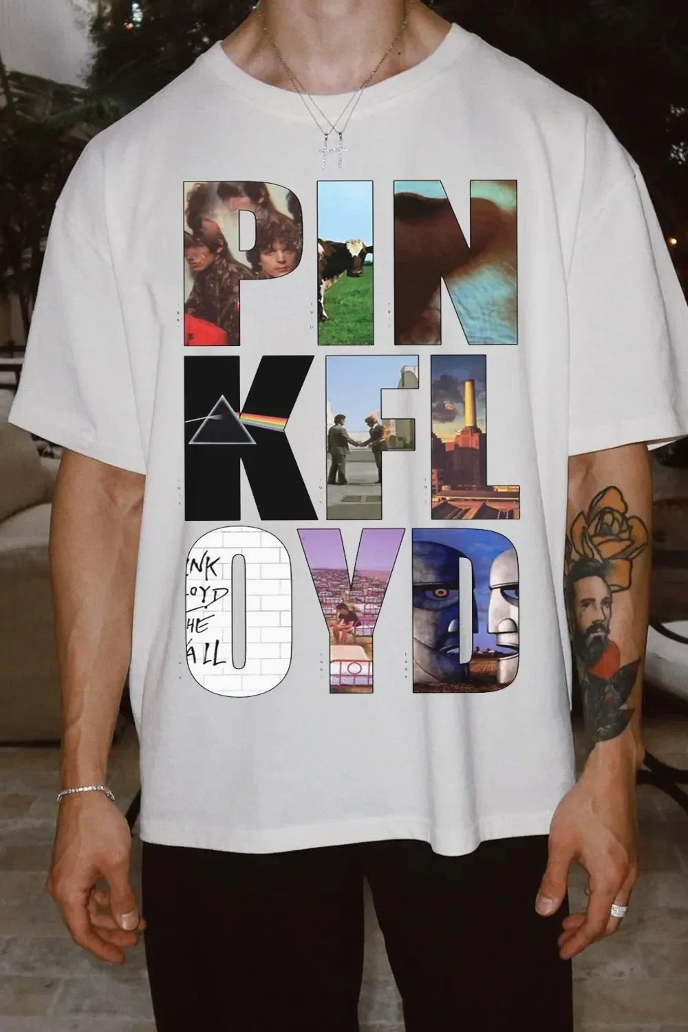 Sommer Neues Pink Floyd Grafik-Baumwoll-Band-T-Shirt Unisex Sommer Kurzarm Mode Marken-Shirt Luxus Casual Vintage Tee – Detail 6