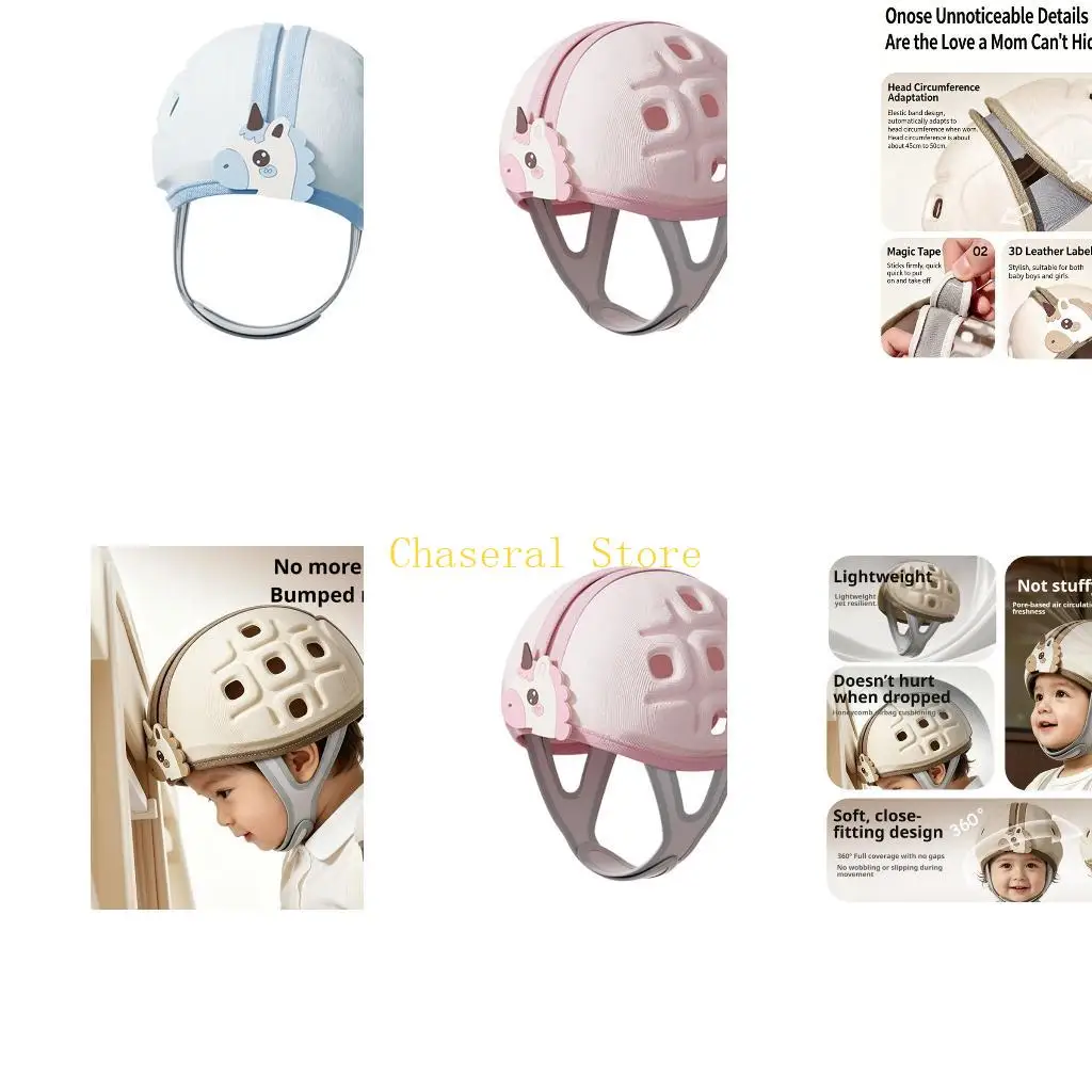 E7CE Infant Protective Helmet for Standing Practice and Early Walking, Breathable Baby Head Guard Safety Cap with Chin Support