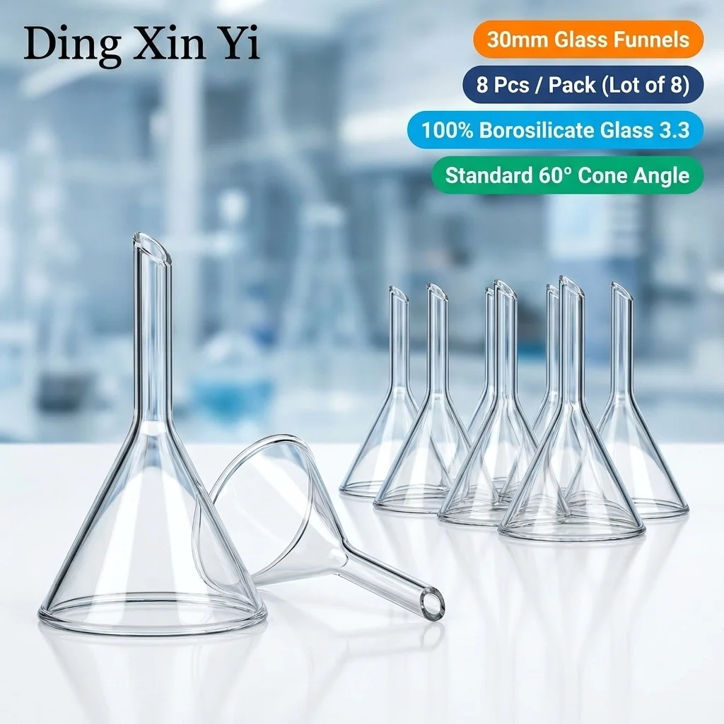 DXY 8Pcs/Lot 30mm Micro Glass Triangle Funnel Borosilicate 3.3 Conical Filter Funnels for Chemistry Lab Liquid Transfer