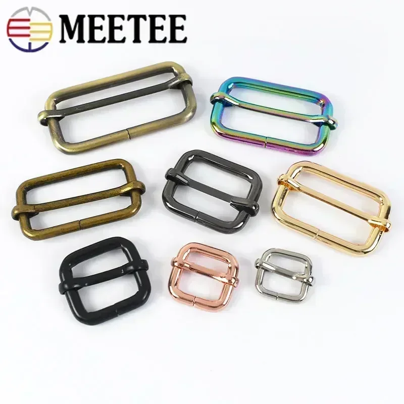 5/10Pc 20-50mm Metal Slides Tri-glides Wire-formed Roller Pin Buckles Strap Slider Adjuster for Bags Garment Leather Accessories