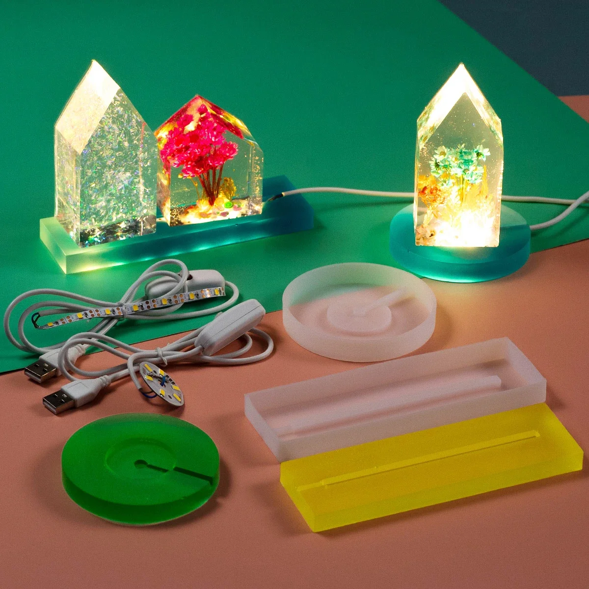 

Silicone Mold Resin Molding&Casting 3D House Modelling LED Lamp Holder Crystal Epoxy Art Crafts For Ornament Night light