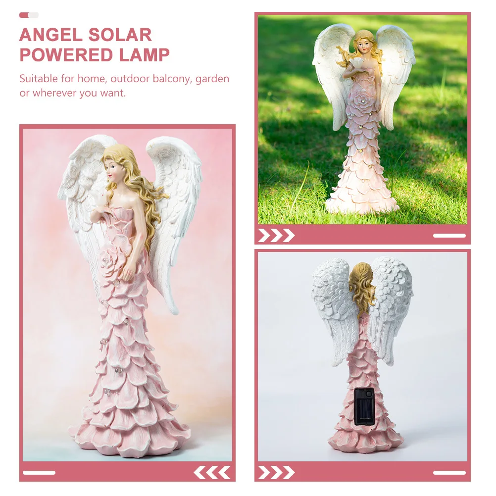 樹脂エンジェルソーラーランプ耐久性のある庭屋外庭の装飾パティオ芝生太陽光発電ライト装飾品ライト装飾品