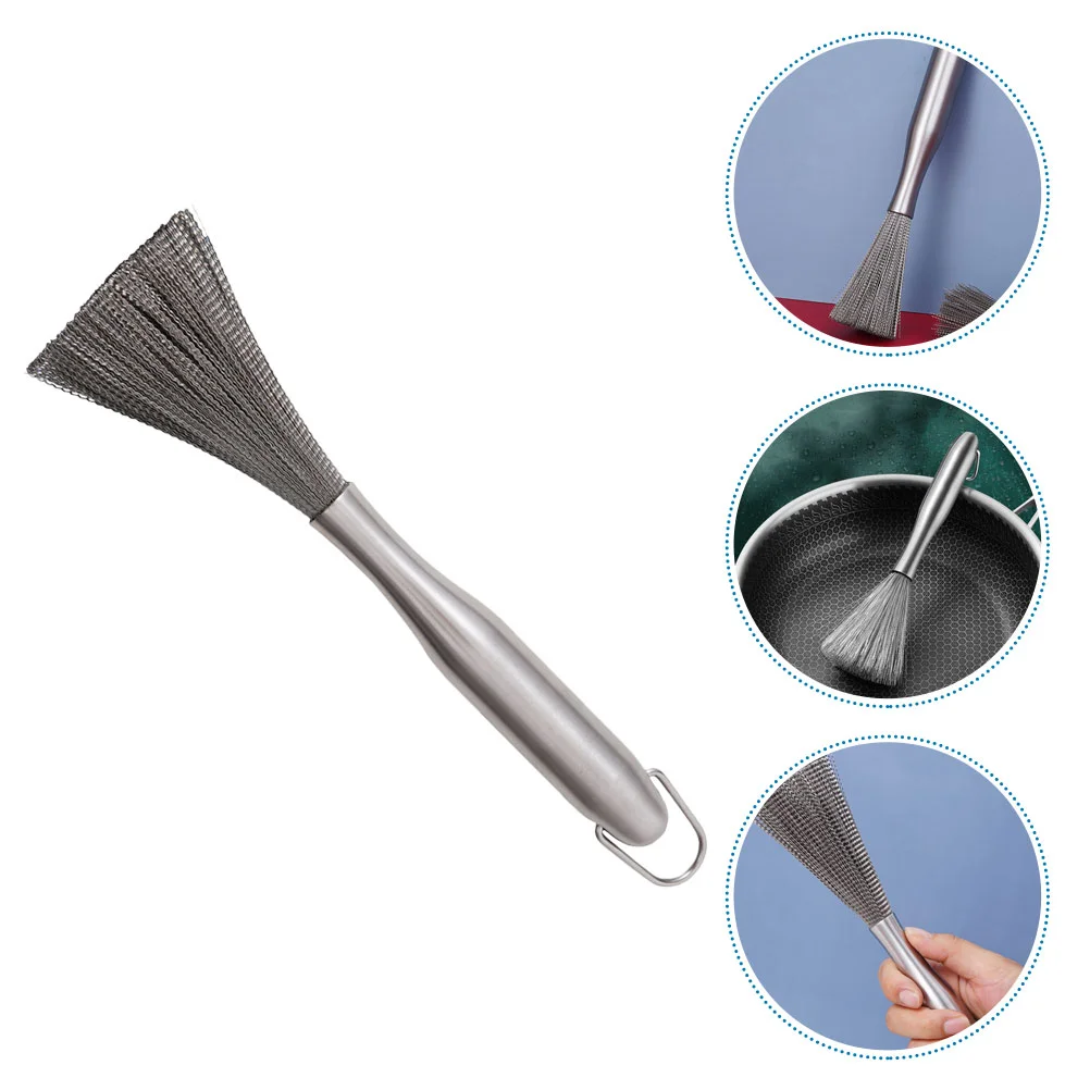 

Pot Brush Multi-function Dishwashing Long Handle Stainless Steel For Kitchen Cookware Wok